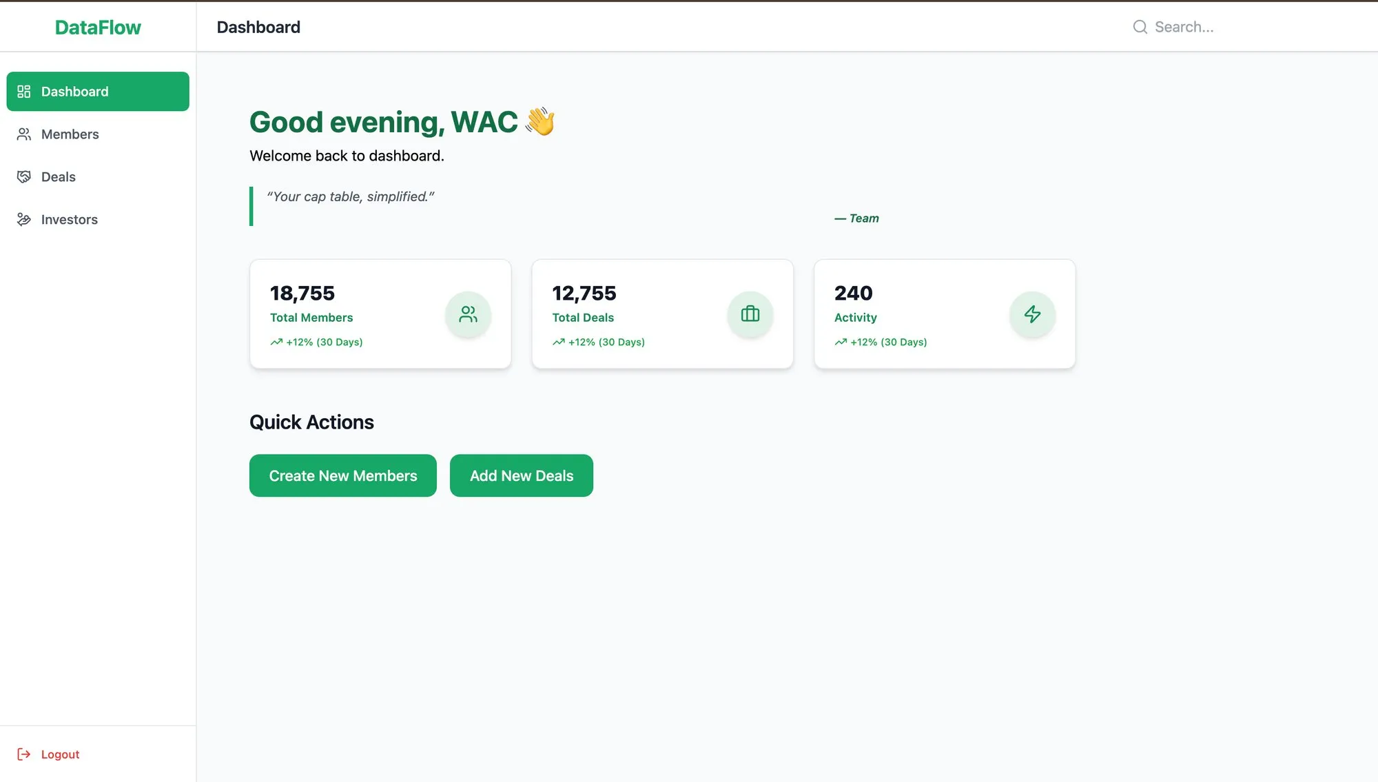 Equity Management App mockups
